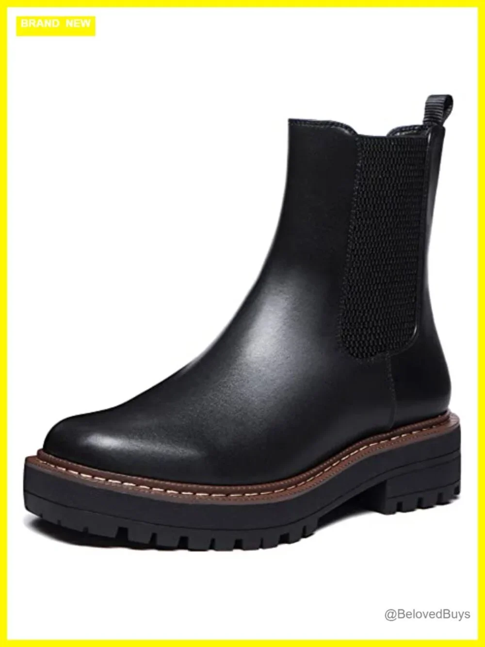 Chunky Heel Lug Sole Leather Ankle Boots by Athlefit